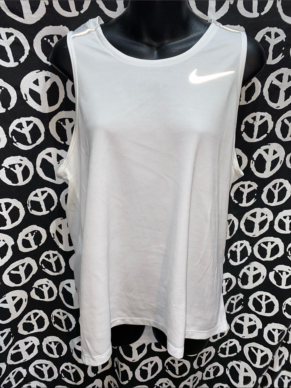 MEN NIKE RUNNING DRI-FIT WHITE REFLECTIVE TANK SZ L